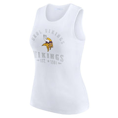Minnesota Vikings WEAR by Erin Andrews Women's Ribbed Graphic Tank Top - White Tops
