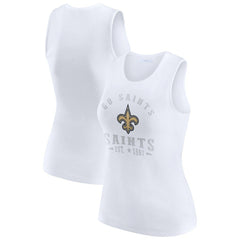 New Orleans Saints WEAR by Erin Andrews Women's Ribbed Graphic Tank Top - White Tops