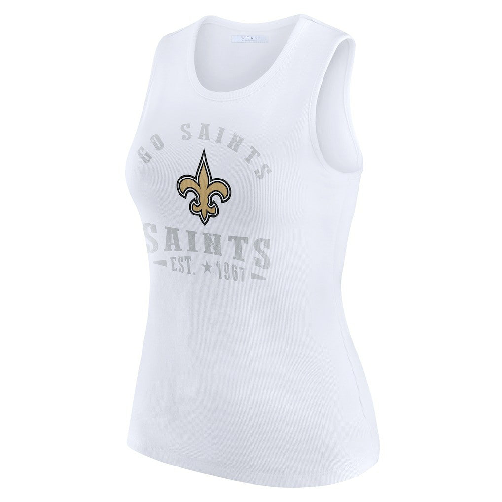New Orleans Saints WEAR by Erin Andrews Women's Ribbed Graphic Tank Top - White Tops