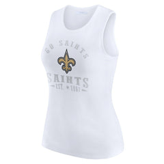 New Orleans Saints WEAR by Erin Andrews Women's Ribbed Graphic Tank Top - White Tops