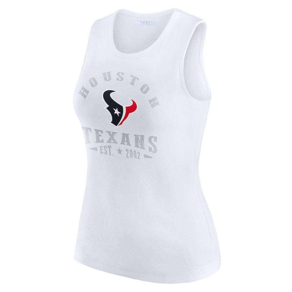 Houston Texans WEAR by Erin Andrews Women's Ribbed Graphic Tank Top - White Tops