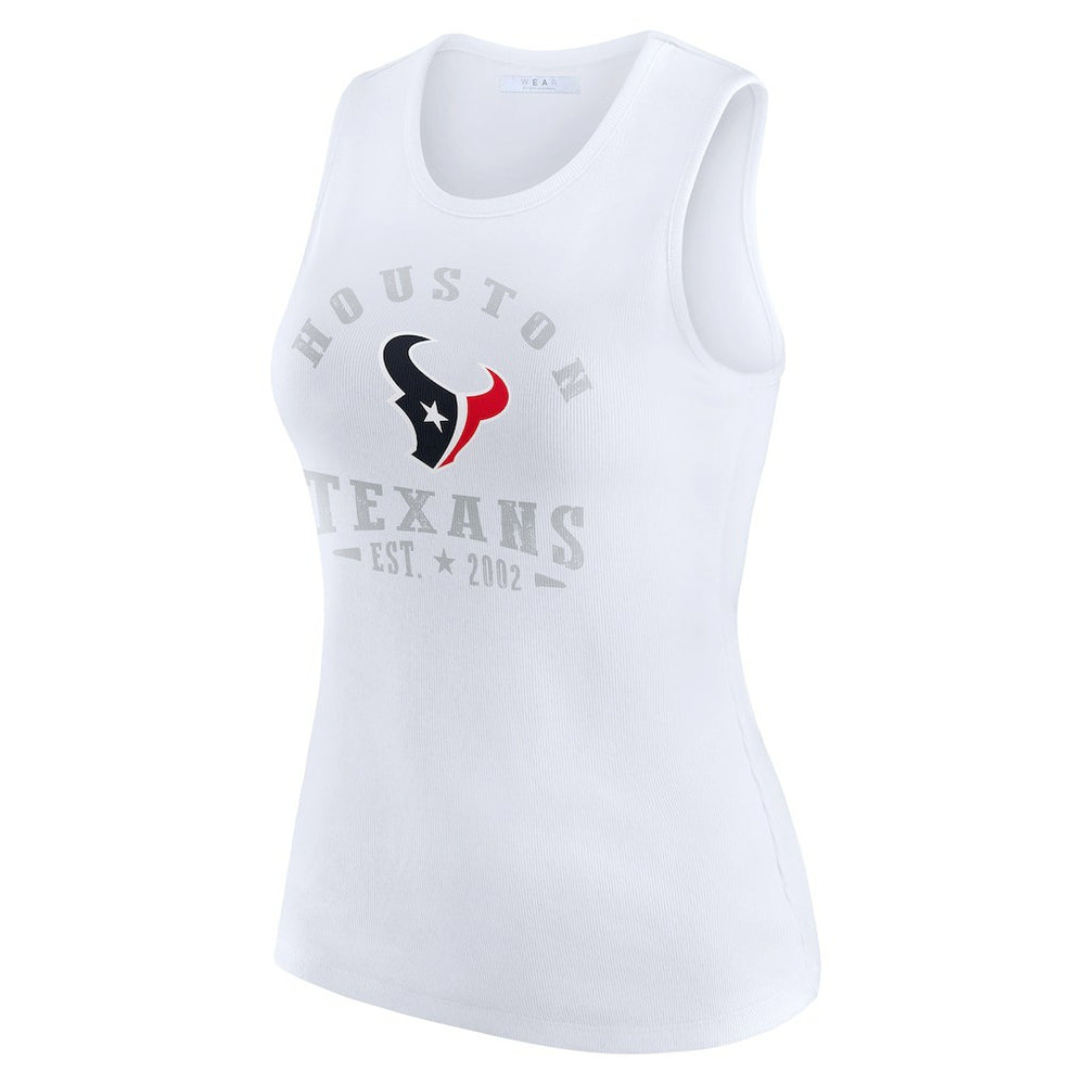 Houston Texans WEAR by Erin Andrews Women's Ribbed Graphic Tank Top - White Tops