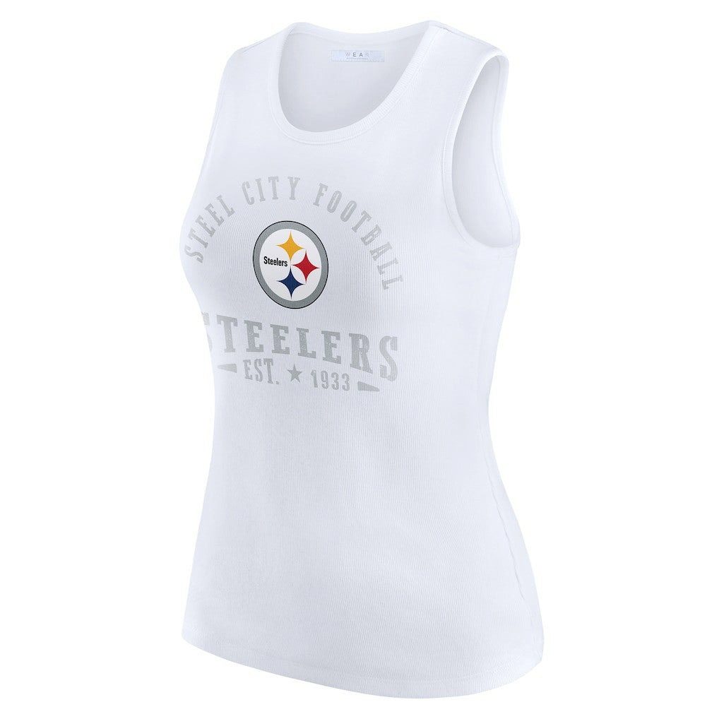Pittsburgh Steelers WEAR by Erin Andrews Women's Ribbed Graphic Tank Top - White Tops