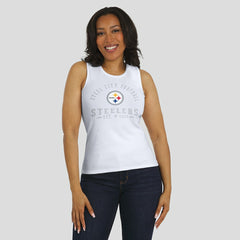 Pittsburgh Steelers WEAR by Erin Andrews Women's Ribbed Graphic Tank Top - White Tops