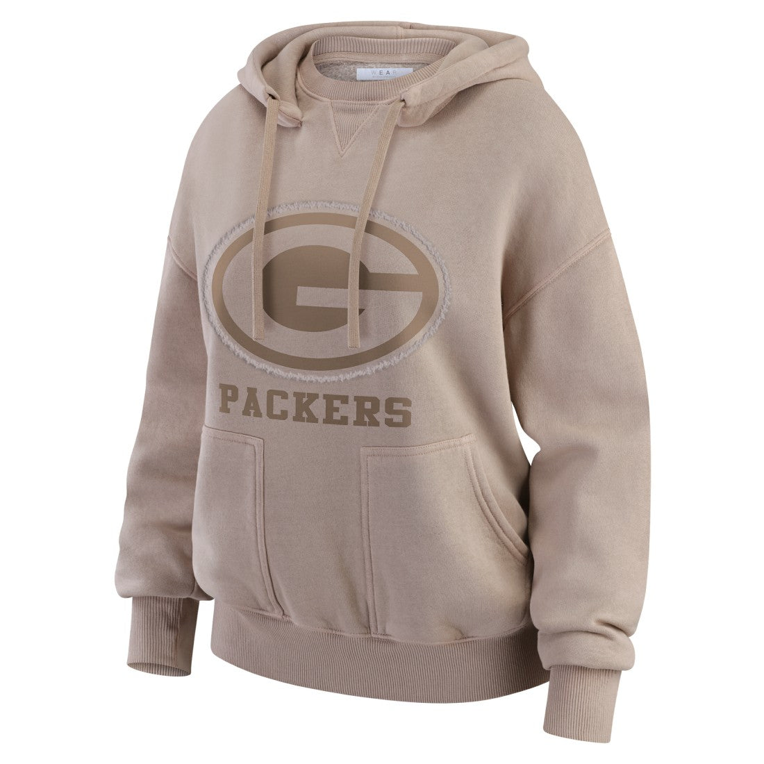 Green Bay Packers WEAR by Erin Andrews Women's Washed Pullover Crewdie - Tan Pullover