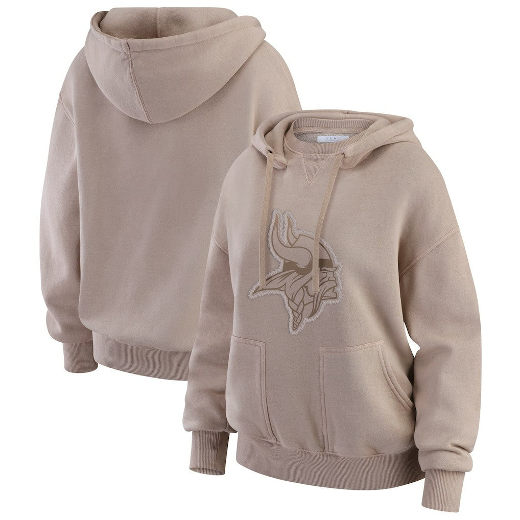 Minnesota Vikings WEAR by Erin Andrews Women's Washed Pullover Crewdie - Tan Pullover