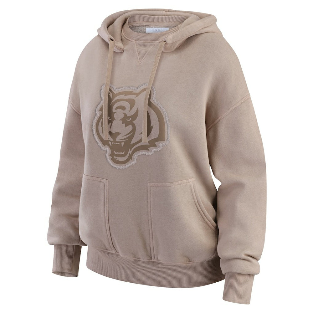 Cincinnati Bengals WEAR by Erin Andrews Women's Washed Pullover Crewdie - Tan Pullover