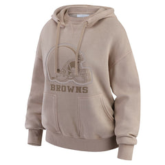 Cleveland Browns WEAR by Erin Andrews Women's Washed Pullover Crewdie - Tan Pullover