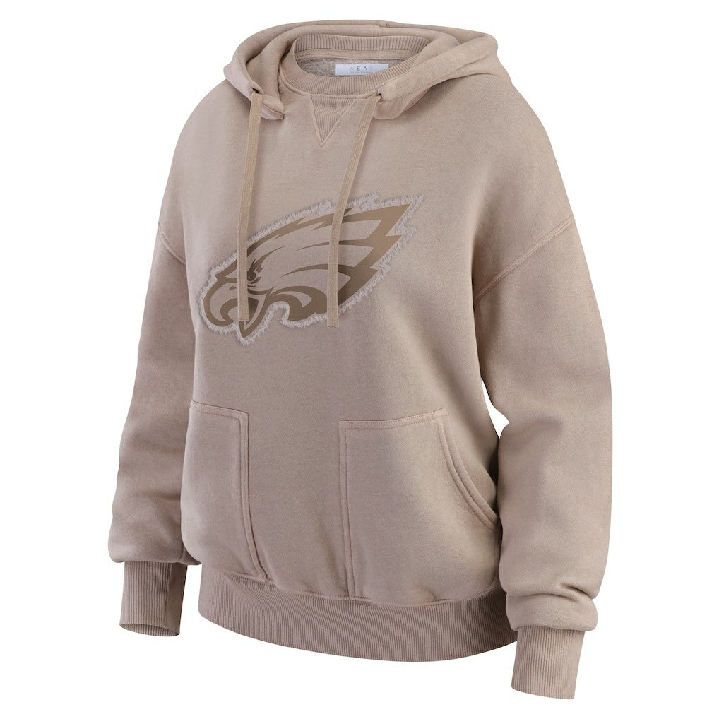 Philadelphia Eagles WEAR by Erin Andrews Women's Washed Pullover Crewdie - Tan Pullover