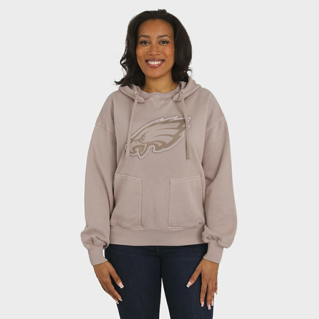 Philadelphia Eagles WEAR by Erin Andrews Women's Washed Pullover Crewdie - Tan Pullover