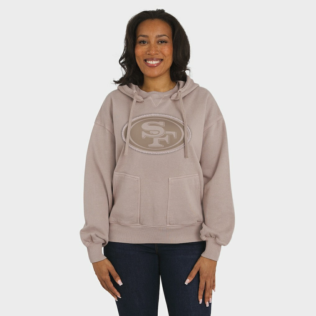 San Francisco 49ers WEAR by Erin Andrews Women's Washed Pullover Crewdie - Tan Pullover