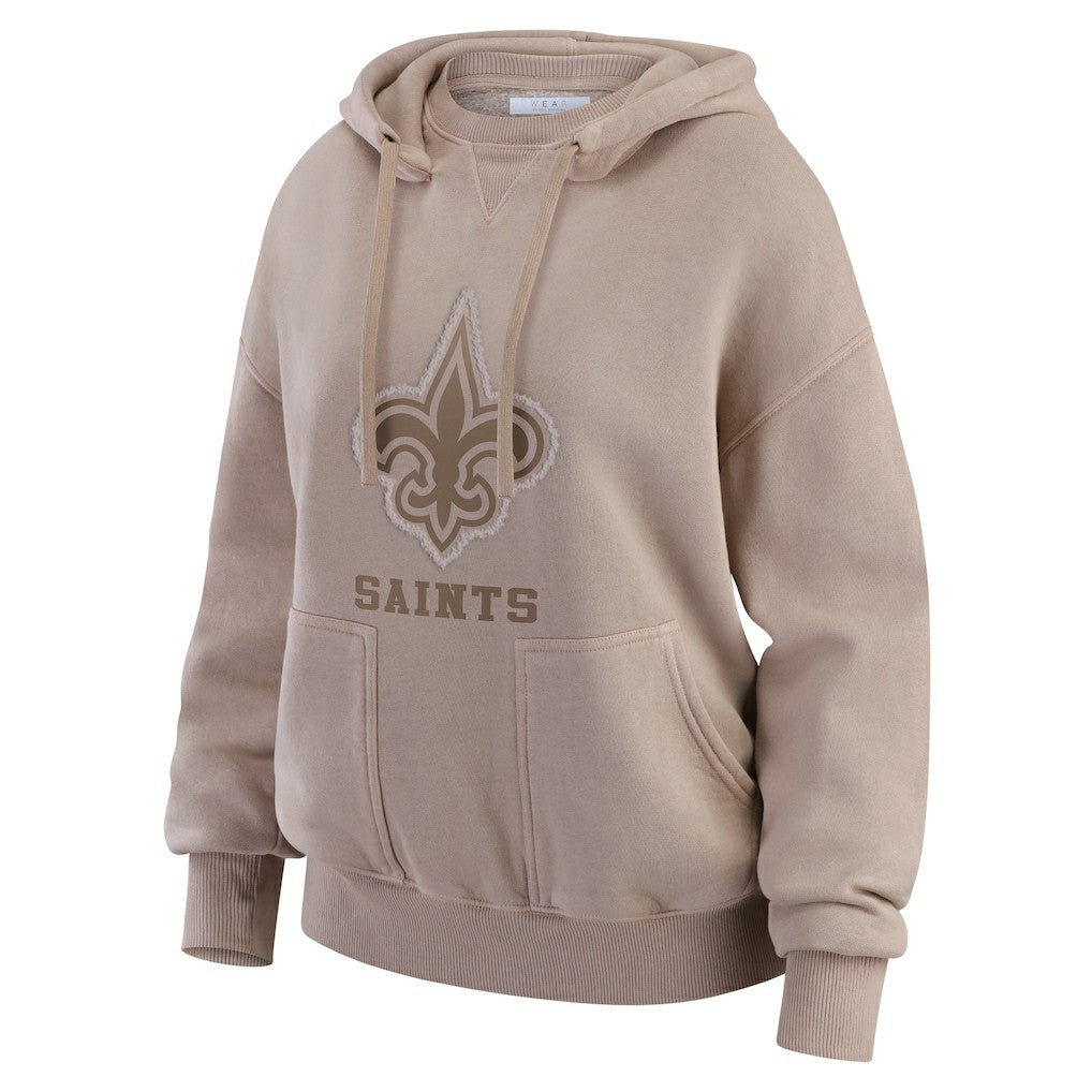 New Orleans Saints WEAR by Erin Andrews Women's Washed Pullover Crewdie - Tan Pullover