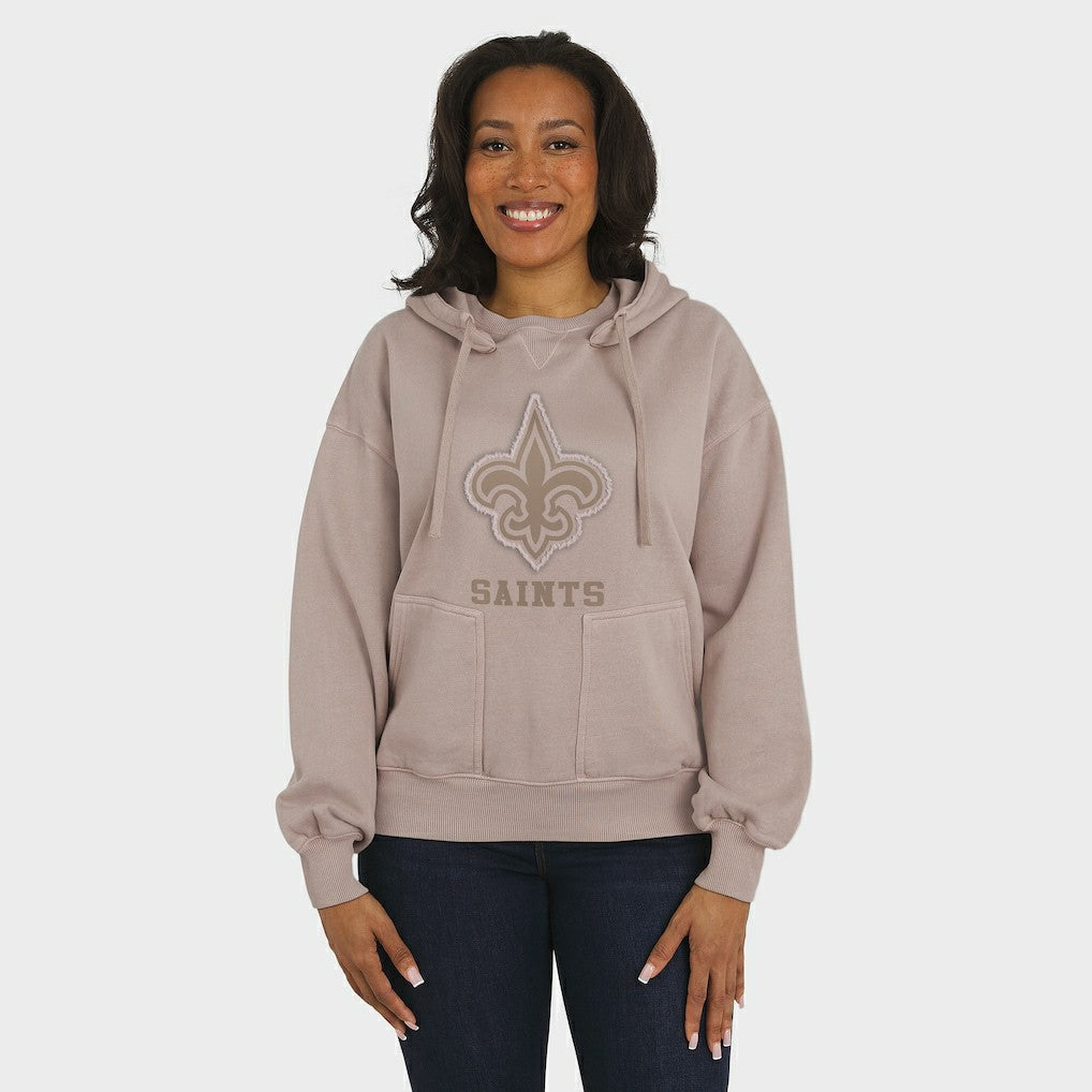 New Orleans Saints WEAR by Erin Andrews Women's Washed Pullover Crewdie - Tan Pullover