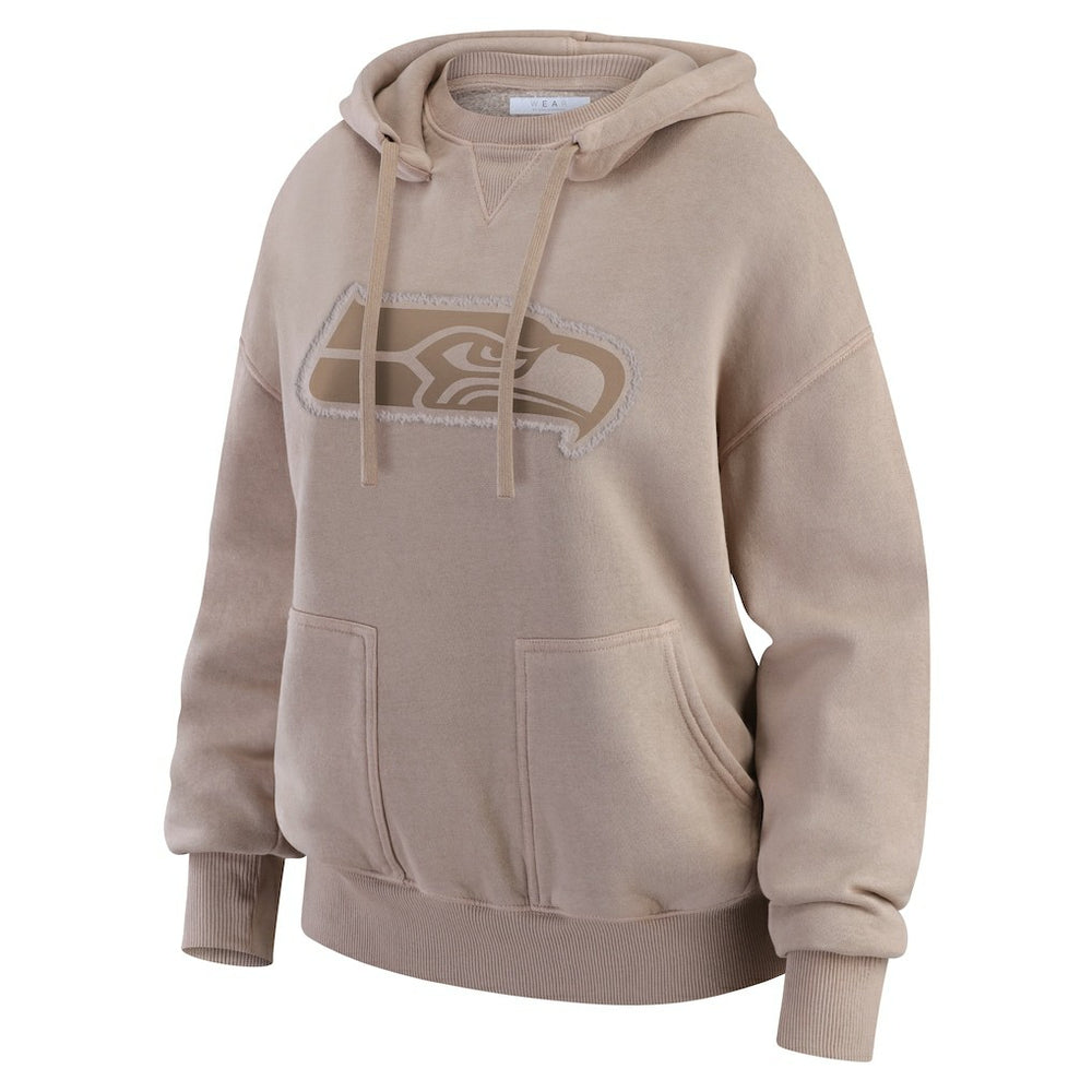 Seattle Seahawks WEAR by Erin Andrews Women's Washed Pullover Crewdie - Tan Pullover