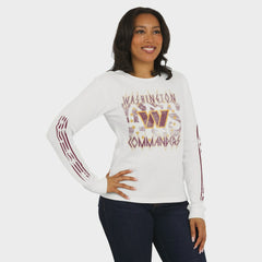 Washington Commanders WEAR by Erin Andrews Women's Graphic Waffle Long-Sleeve T-Shirt - White T-shirts