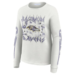 Baltimore Ravens WEAR by Erin Andrews Women's Graphic Waffle Long-Sleeve T-Shirt - White T-shirts