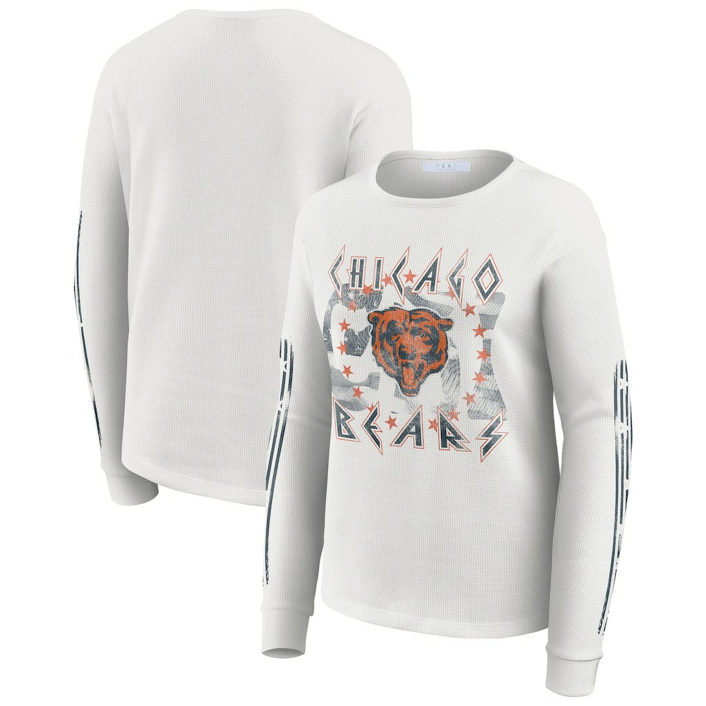 Chicago Bears WEAR by Erin Andrews Women's Graphic Waffle Long-Sleeve T-Shirt - White T-shirts