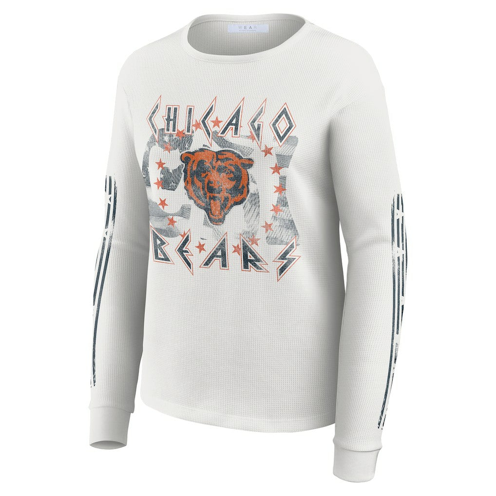 Chicago Bears WEAR by Erin Andrews Women's Graphic Waffle Long-Sleeve T-Shirt - White T-shirts