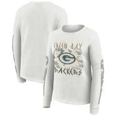 Green Bay Packers WEAR by Erin Andrews Women's Graphic Waffle Long-Sleeve T-Shirt - White T-shirts