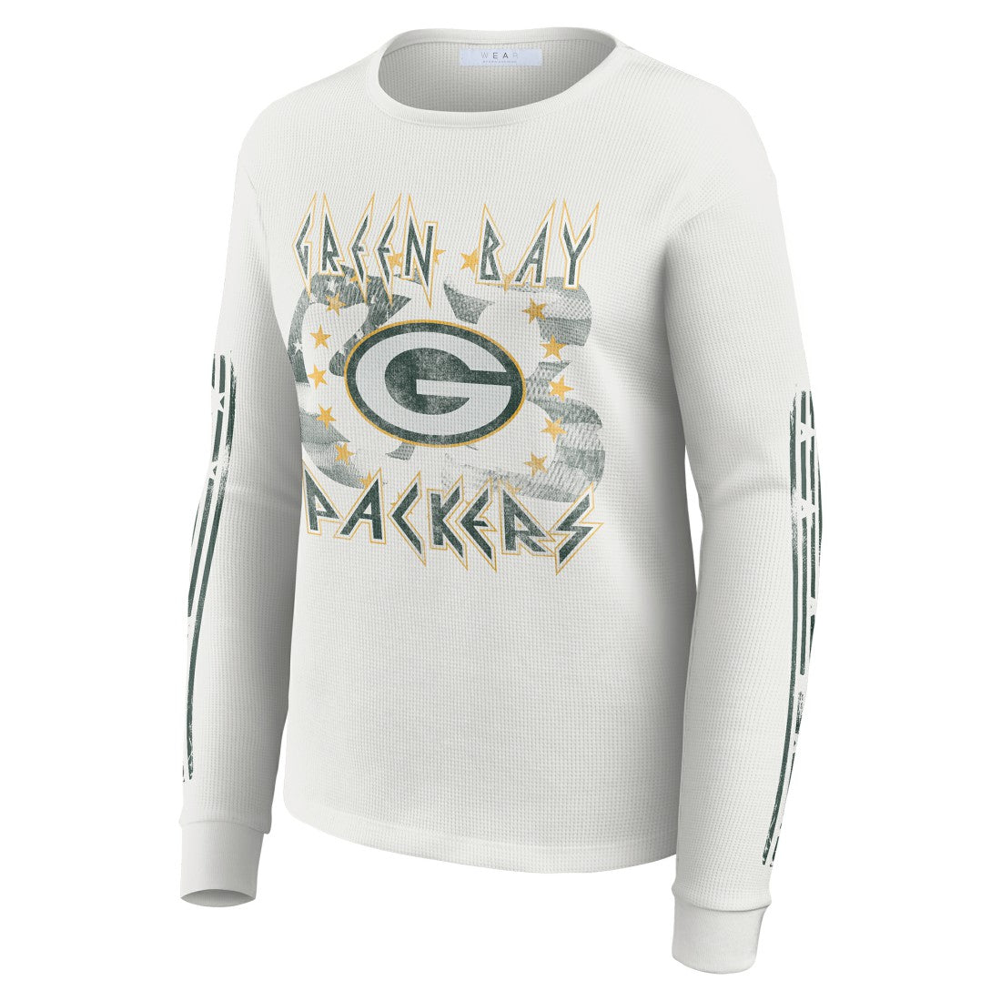 Green Bay Packers WEAR by Erin Andrews Women's Graphic Waffle Long-Sleeve T-Shirt - White T-shirts