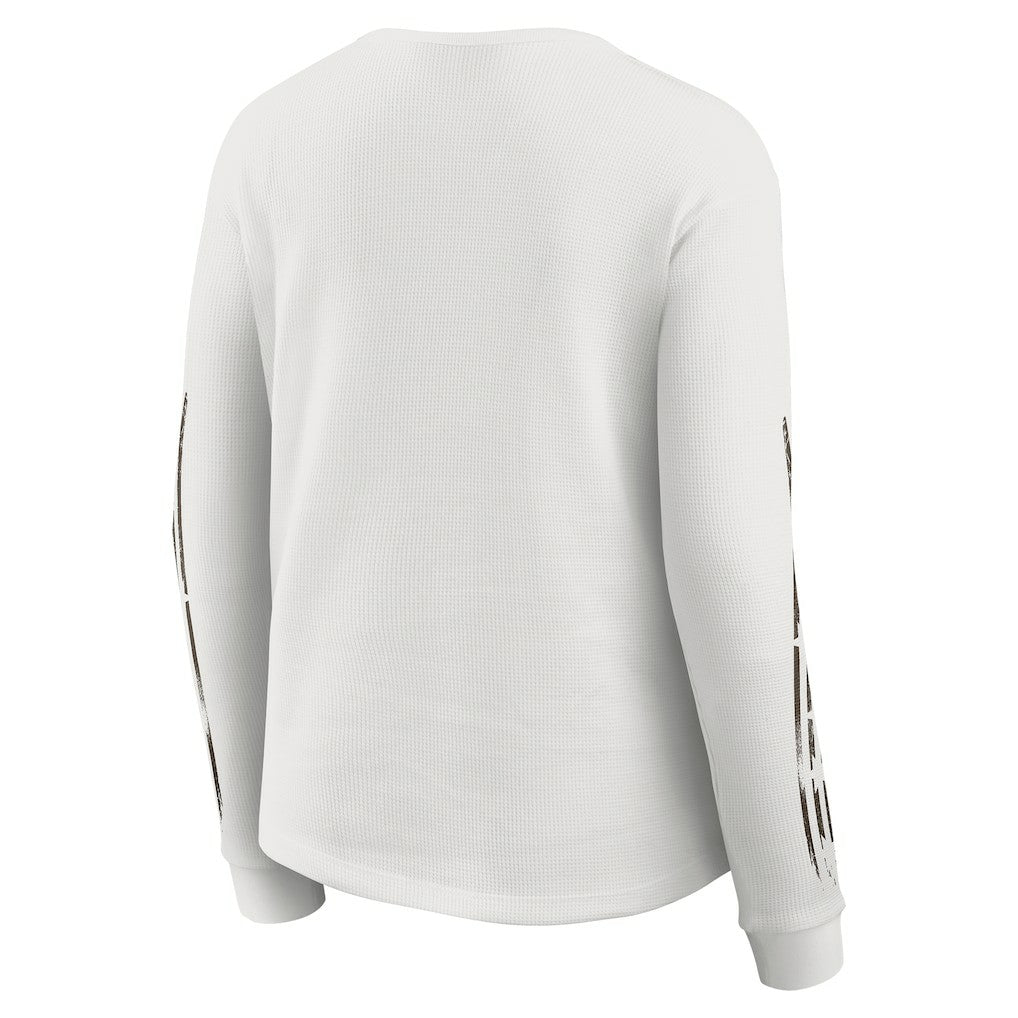 Cleveland Browns WEAR by Erin Andrews Women's Graphic Waffle Long-Sleeve T-Shirt - White T-shirts