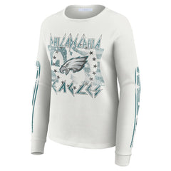 Philadelphia Eagles WEAR by Erin Andrews Women's Graphic Waffle Long-Sleeve T-Shirt - White T-shirts