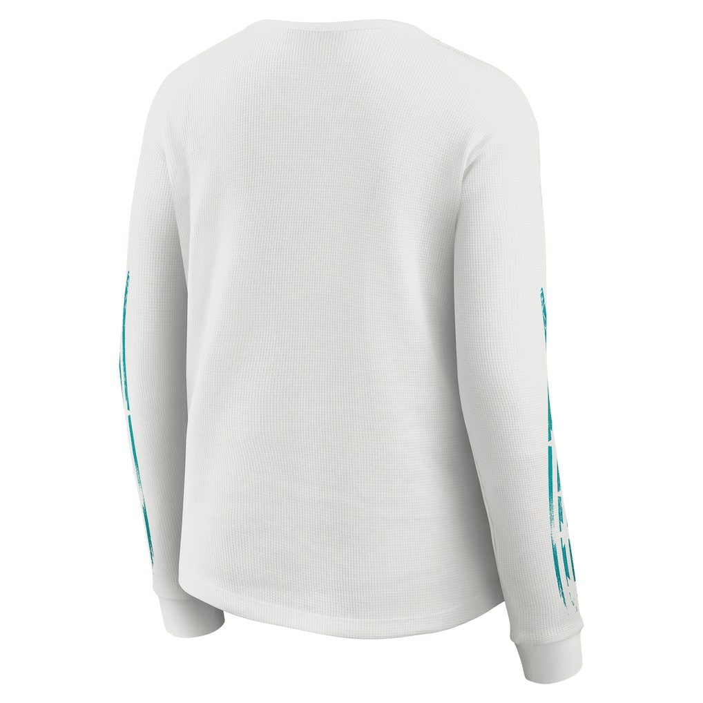 Miami Dolphins WEAR by Erin Andrews Women's Graphic Waffle Long-Sleeve T-Shirt - White T-shirts