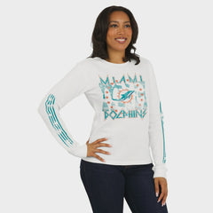Miami Dolphins WEAR by Erin Andrews Women's Graphic Waffle Long-Sleeve T-Shirt - White T-shirts