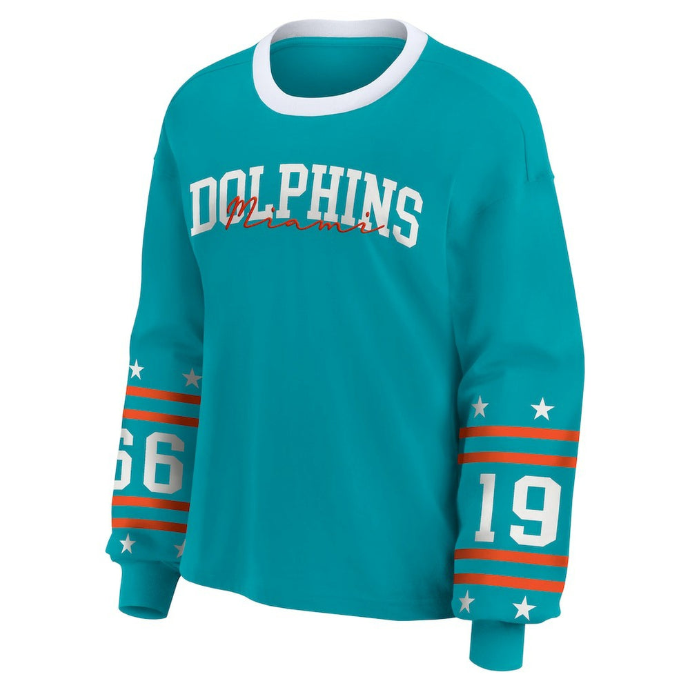 Miami Dolphins WEAR by Erin Andrews Women's Sport Long-Sleeve T-Shirt - Aqua T-shirts