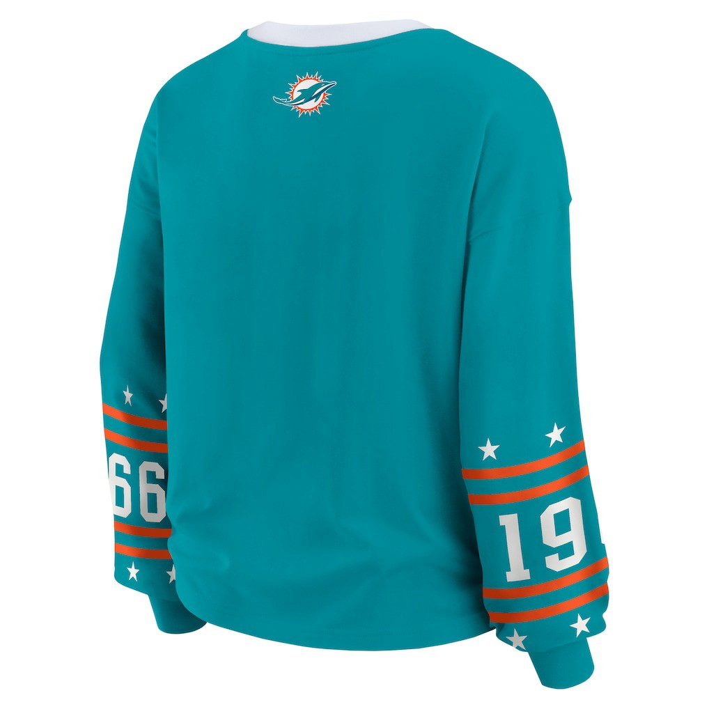 Miami Dolphins WEAR by Erin Andrews Women's Sport Long-Sleeve T-Shirt - Aqua T-shirts