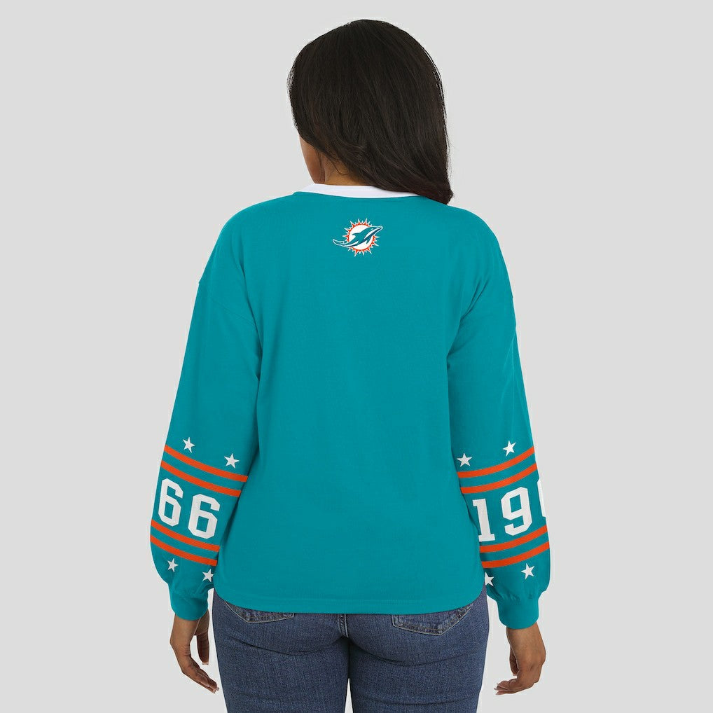 Miami Dolphins WEAR by Erin Andrews Women's Sport Long-Sleeve T-Shirt - Aqua T-shirts