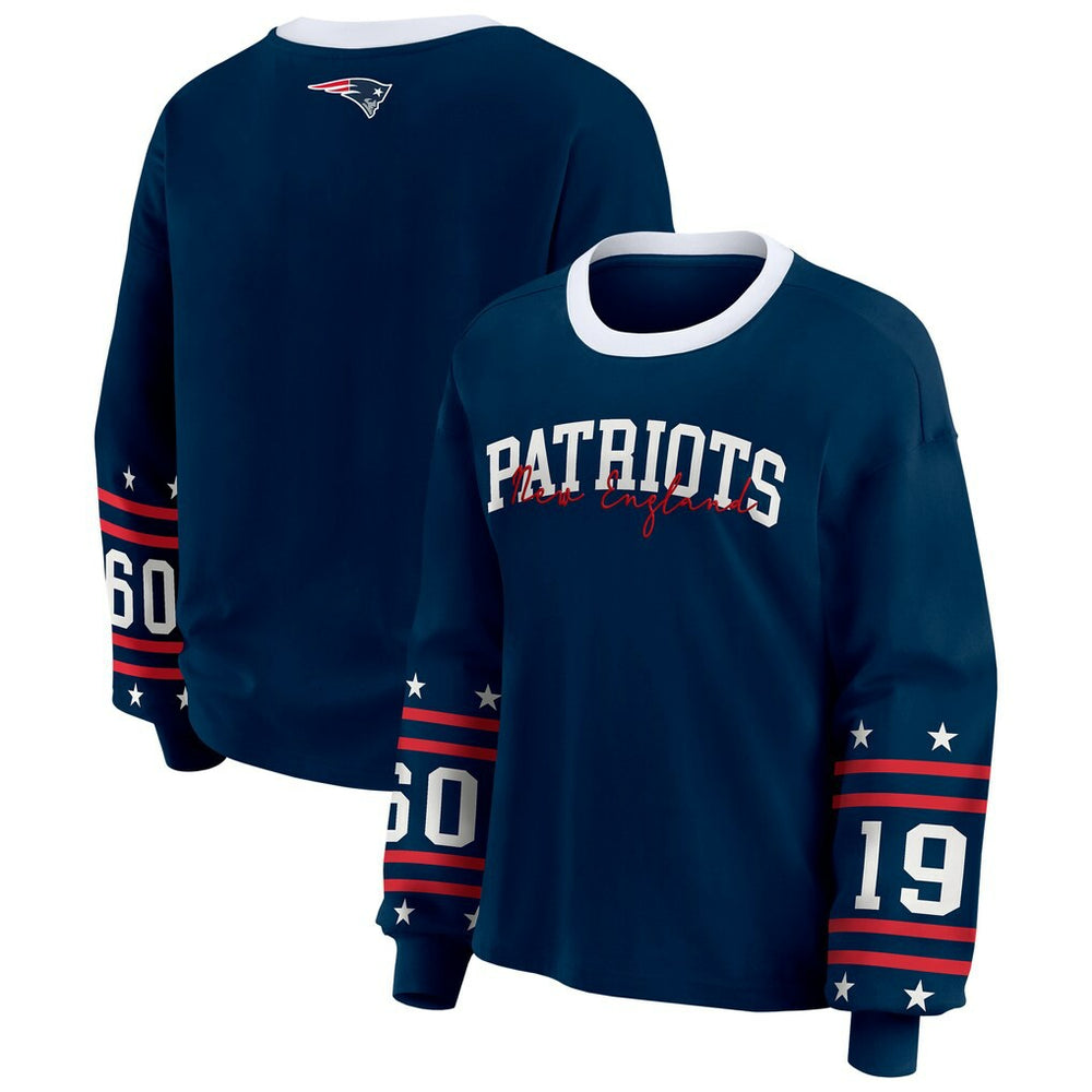 New England Patriots WEAR by Erin Andrews Women's Sport Long-Sleeve T-Shirt - Navy T-shirts