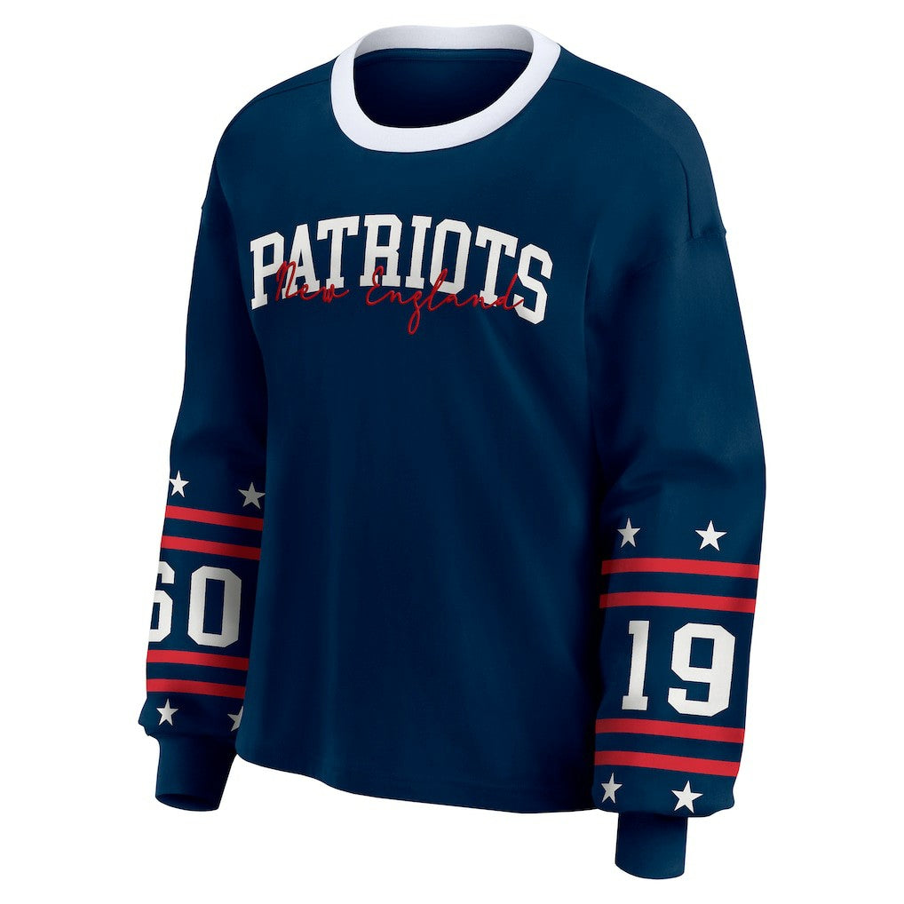 New England Patriots WEAR by Erin Andrews Women's Sport Long-Sleeve T-Shirt - Navy T-shirts