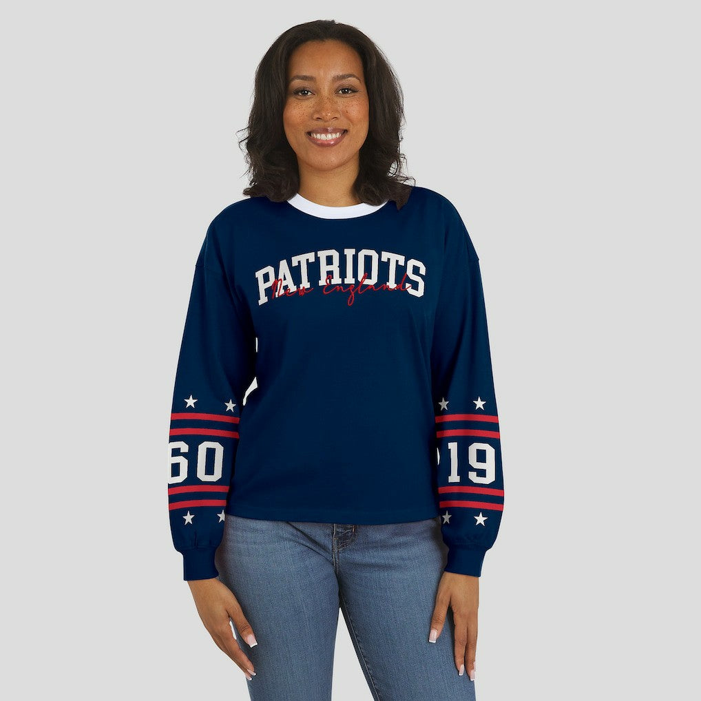 New England Patriots WEAR by Erin Andrews Women's Sport Long-Sleeve T-Shirt - Navy T-shirts