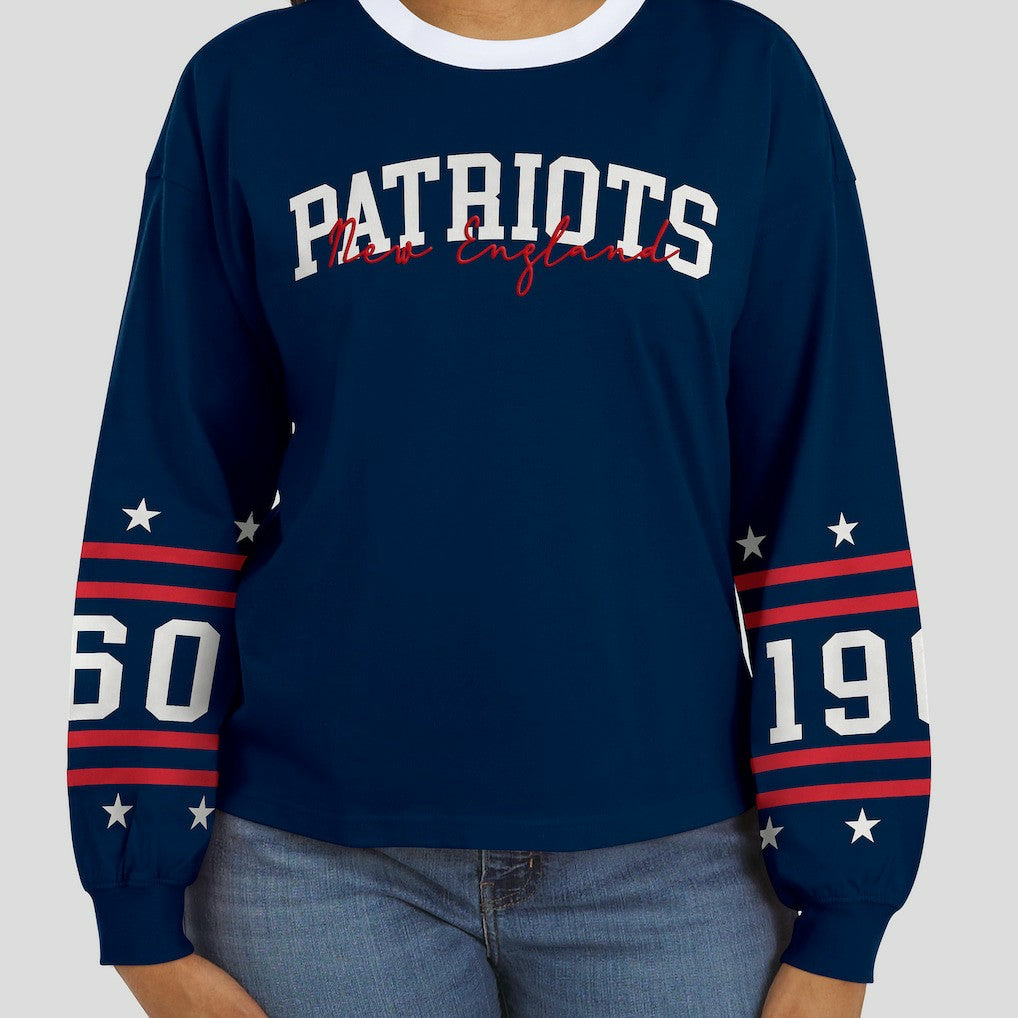 New England Patriots WEAR by Erin Andrews Women's Sport Long-Sleeve T-Shirt - Navy T-shirts