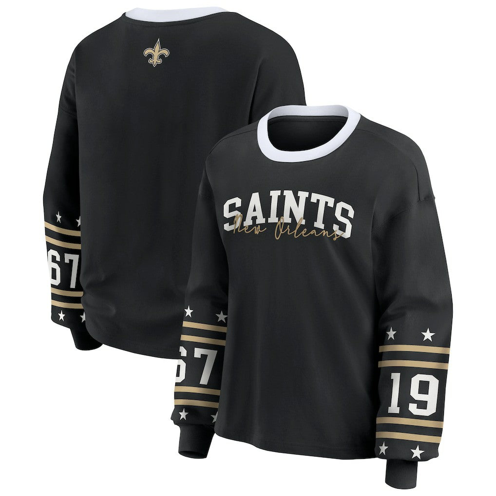 New Orleans Saints WEAR by Erin Andrews Women's Sport Long-Sleeve T-Shirt - Black T-shirts