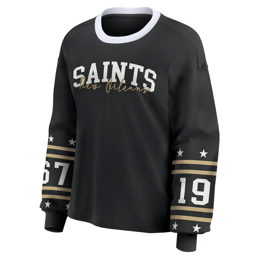 New Orleans Saints WEAR by Erin Andrews Women's Sport Long-Sleeve T-Shirt - Black T-shirts