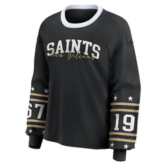 New Orleans Saints WEAR by Erin Andrews Women's Sport Long-Sleeve T-Shirt - Black T-shirts