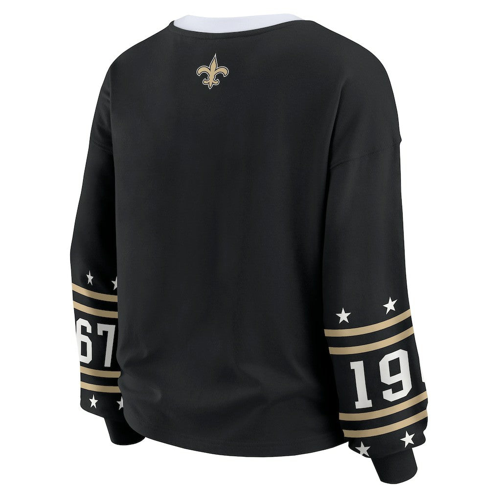 New Orleans Saints WEAR by Erin Andrews Women's Sport Long-Sleeve T-Shirt - Black T-shirts