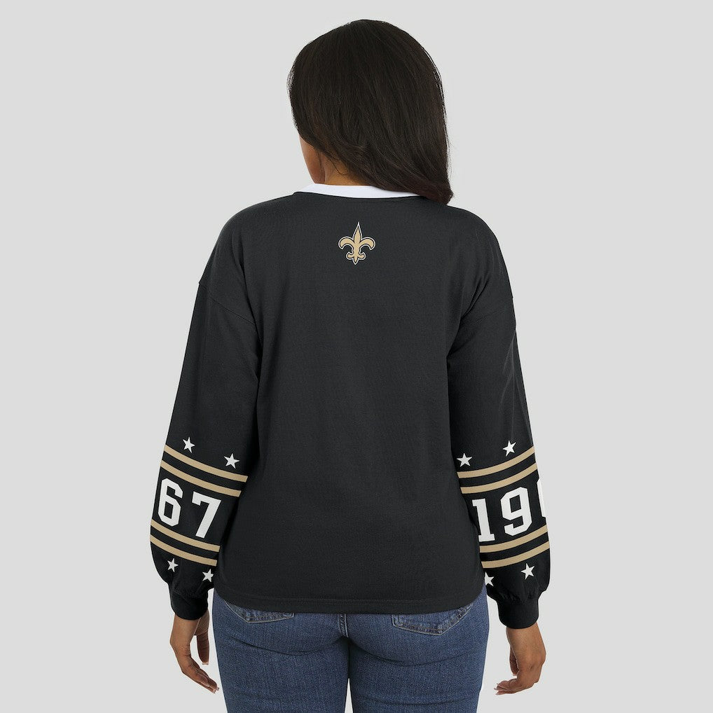 New Orleans Saints WEAR by Erin Andrews Women's Sport Long-Sleeve T-Shirt - Black T-shirts