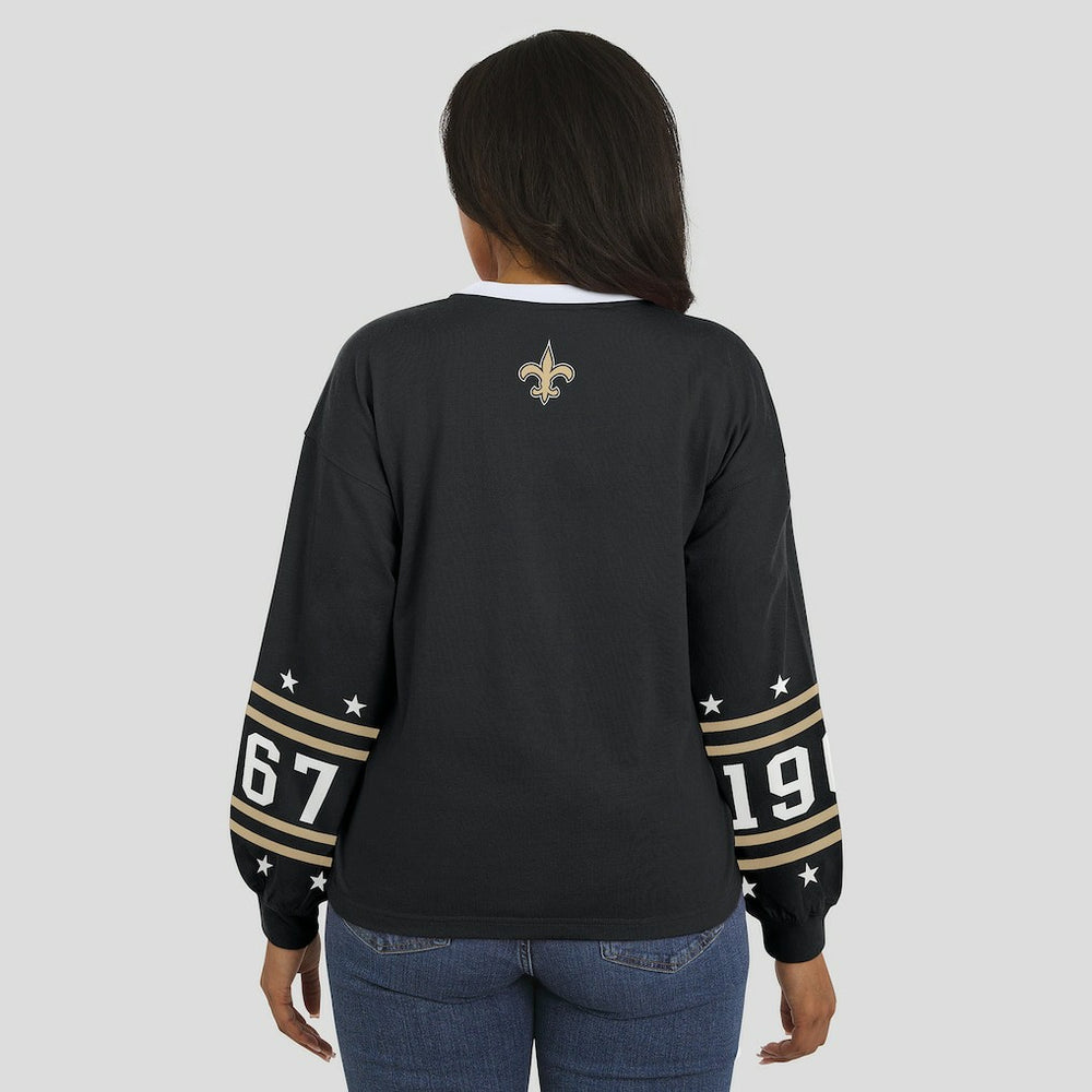 New Orleans Saints WEAR by Erin Andrews Women's Sport Long-Sleeve T-Shirt - Black T-shirts