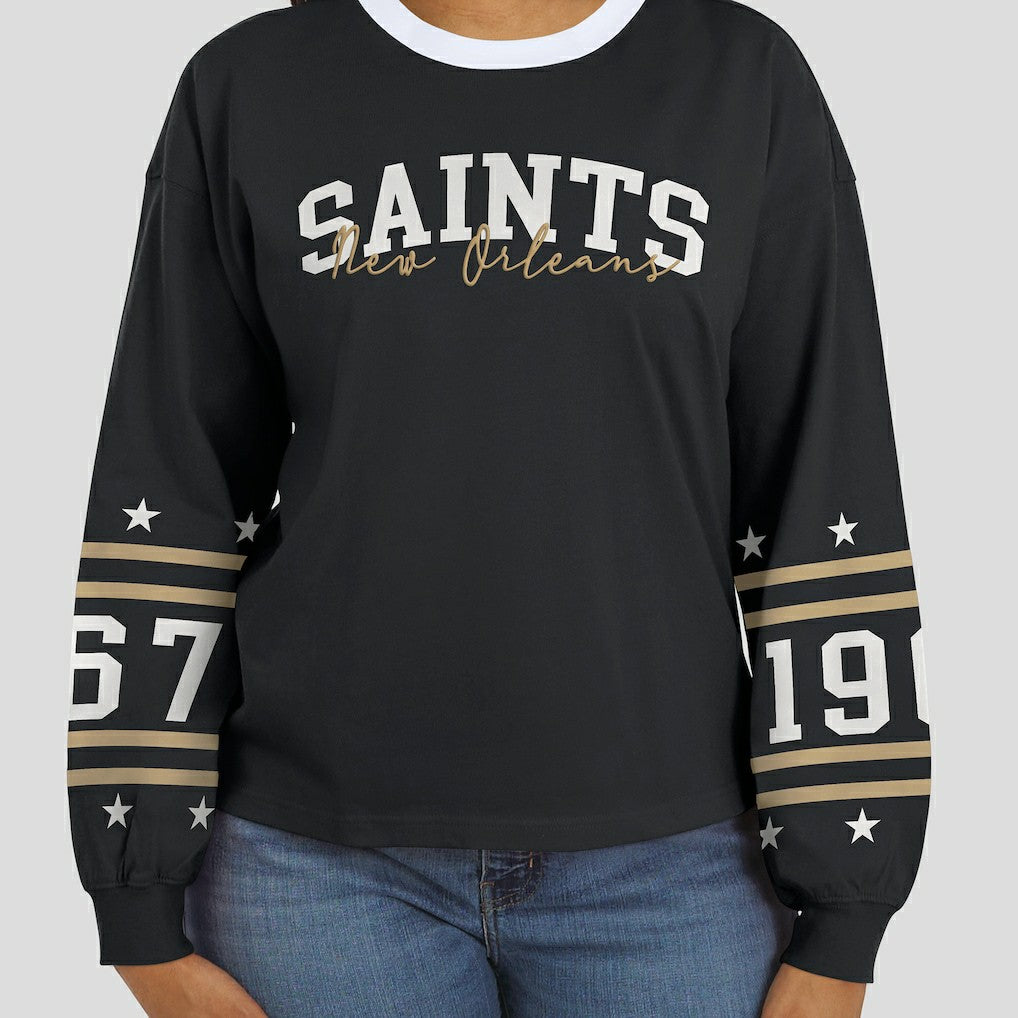 New Orleans Saints WEAR by Erin Andrews Women's Sport Long-Sleeve T-Shirt - Black T-shirts
