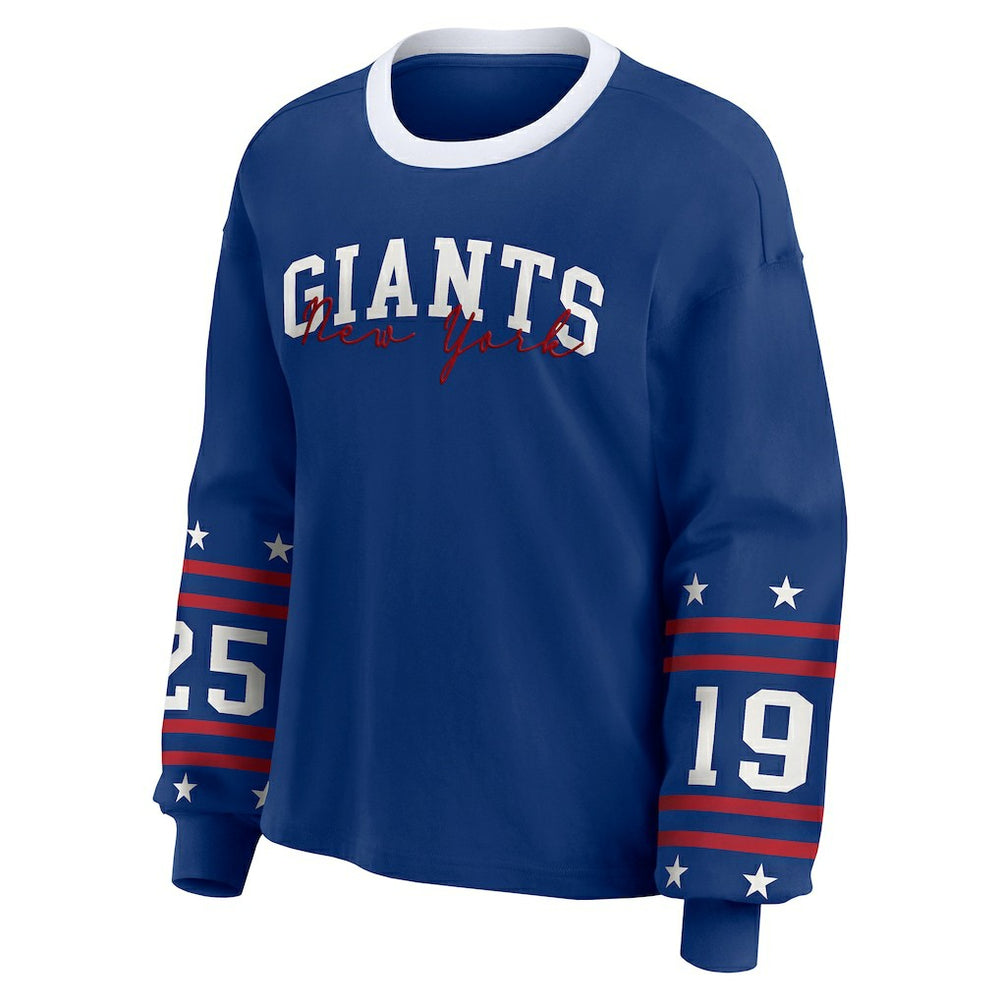 New York Giants WEAR by Erin Andrews Women's Sport Long-Sleeve T-Shirt - Royal T-shirts