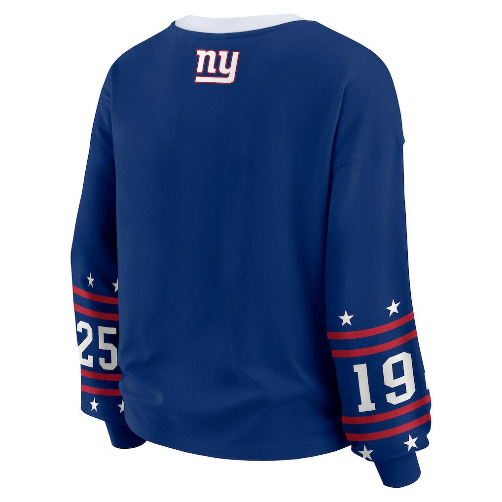 New York Giants WEAR by Erin Andrews Women's Sport Long-Sleeve T-Shirt - Royal T-shirts