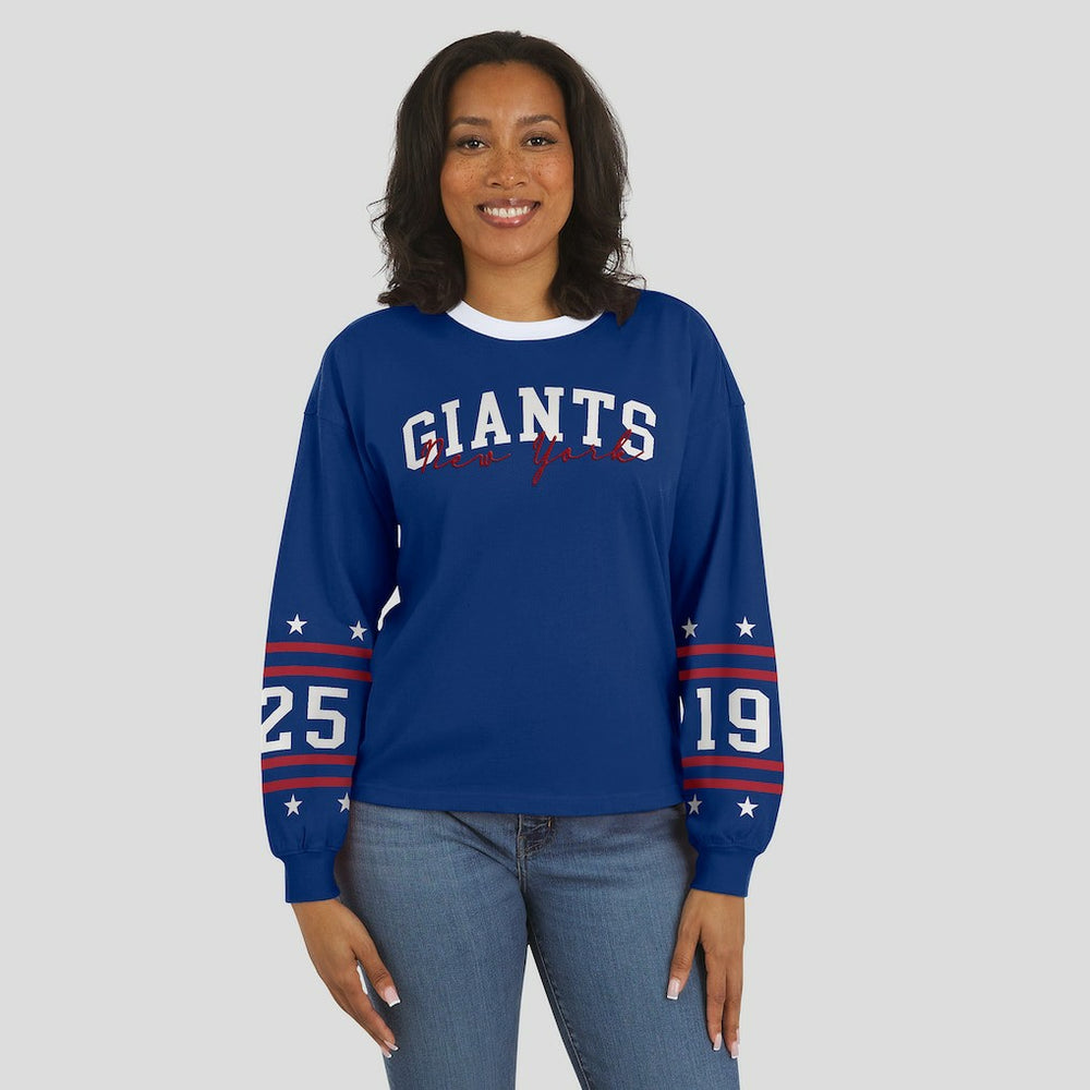 New York Giants WEAR by Erin Andrews Women's Sport Long-Sleeve T-Shirt - Royal T-shirts