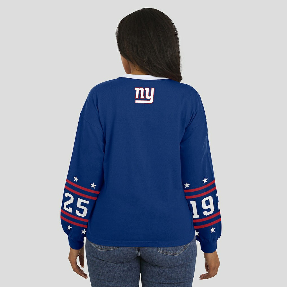 New York Giants WEAR by Erin Andrews Women's Sport Long-Sleeve T-Shirt - Royal T-shirts