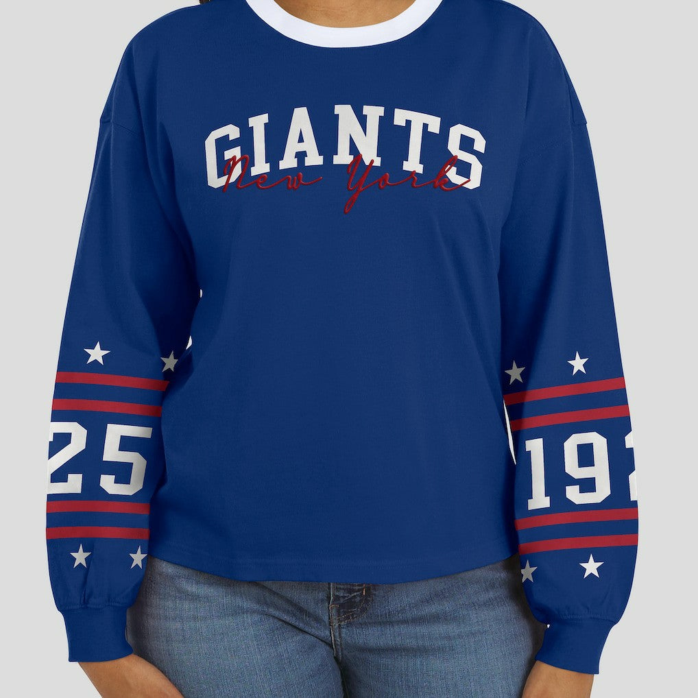 New York Giants WEAR by Erin Andrews Women's Sport Long-Sleeve T-Shirt - Royal T-shirts