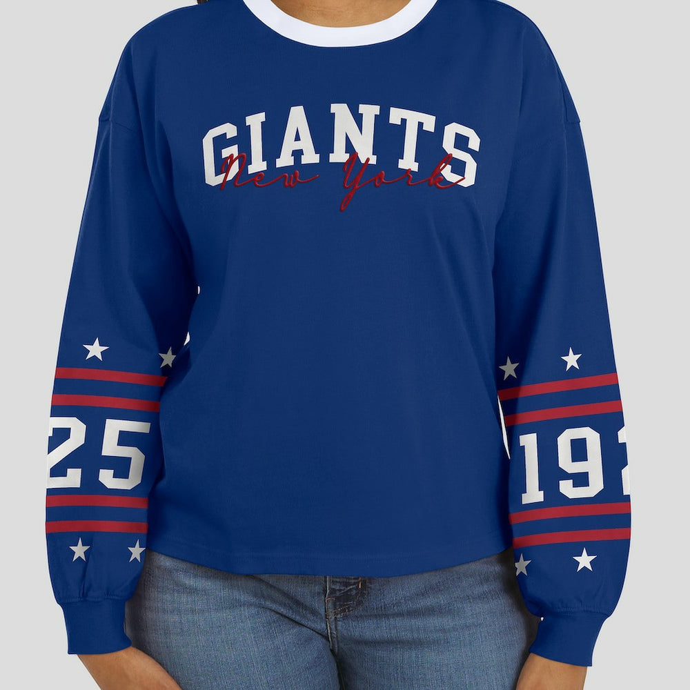 New York Giants WEAR by Erin Andrews Women's Sport Long-Sleeve T-Shirt - Royal T-shirts