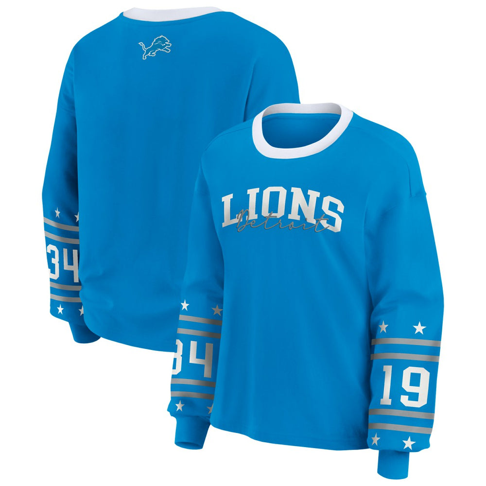 Detroit Lions WEAR by Erin Andrews Women's Sport Long-Sleeve T-Shirt - Blue T-shirts