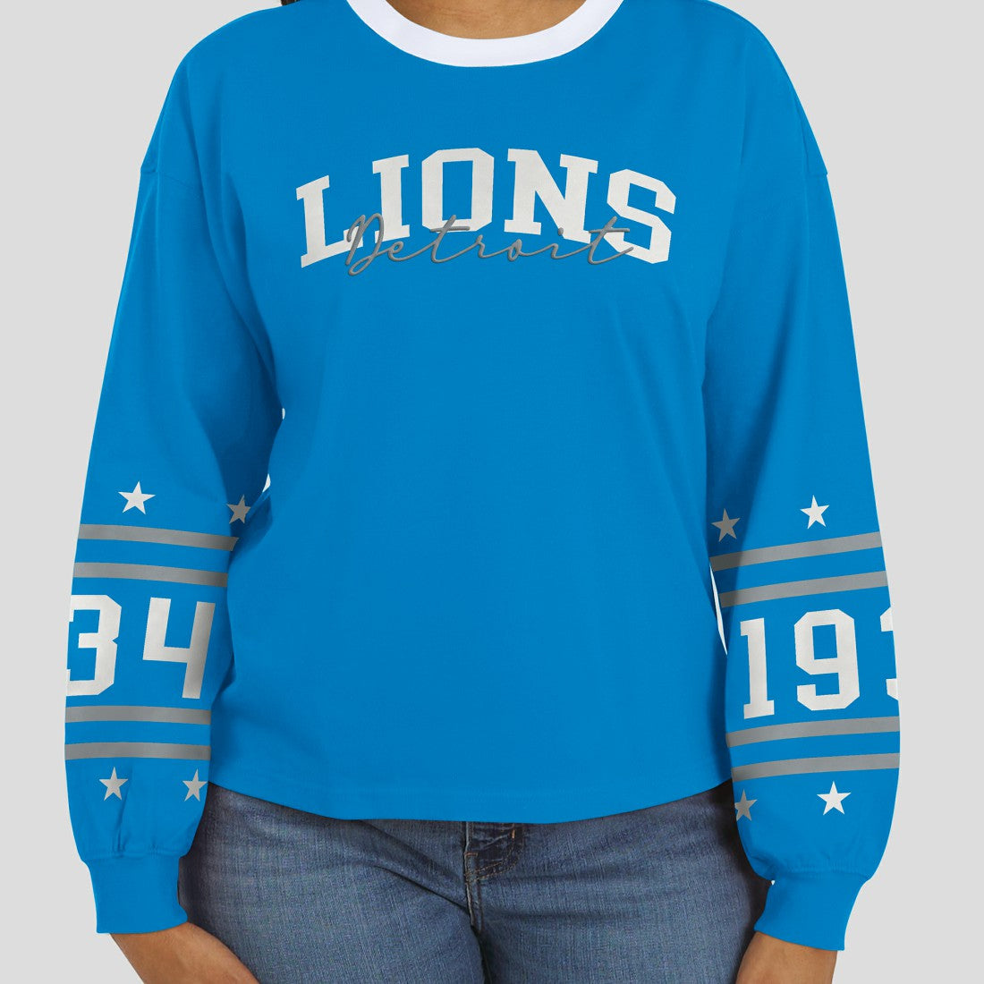 Detroit Lions WEAR by Erin Andrews Women's Sport Long-Sleeve T-Shirt - Blue T-shirts